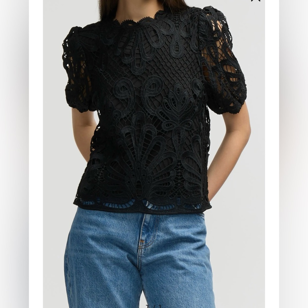 NVLT Mock Neck Short Sleeve Lace Top